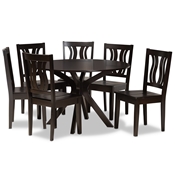 Baxton Studio Mare Modern and Contemporary Transitional Dark Brown Finished Wood 7-Piece Dining Set